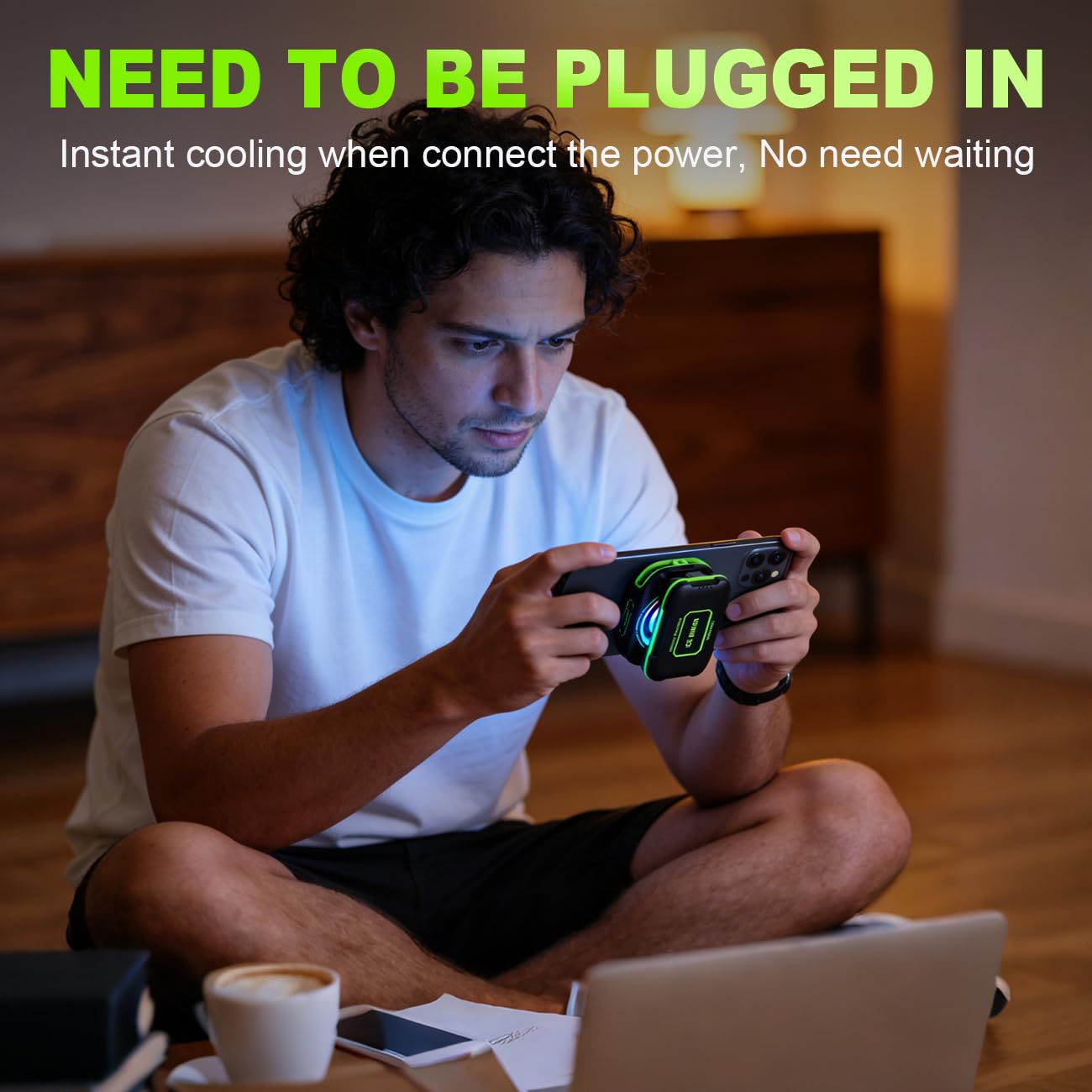 Radiador magnético para Celular, Ventilador portátil con iluminación RGB, Chimenea Celular para iPhone Serie magnética/Android/Tablet/iPad (Verde)