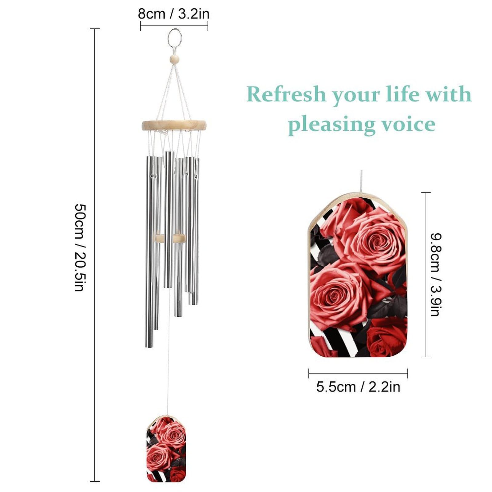 Outdoor Wind Chimes, Roses Flower Stripes Printed Wind Chimes,Simple Wind Chimes,Curtain Wind Chimes for Home Decoration