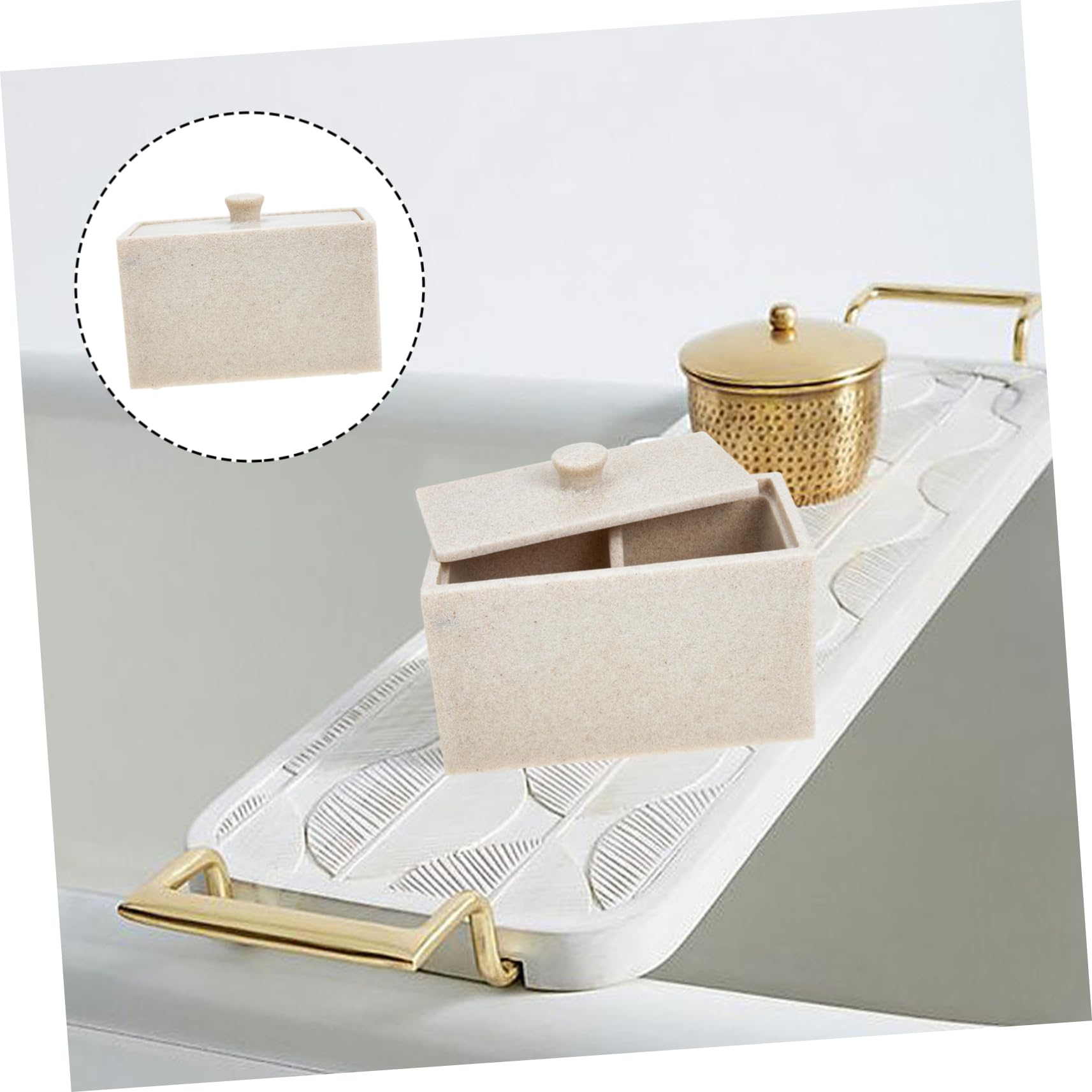 Kosmetik Aufbewahrungsbox Für Wattestäbchen Und Wattepads Organizer Mit Abnehmbarem Trennstück Staubschutzdeckel Für Badezimmer Und Schminktisch