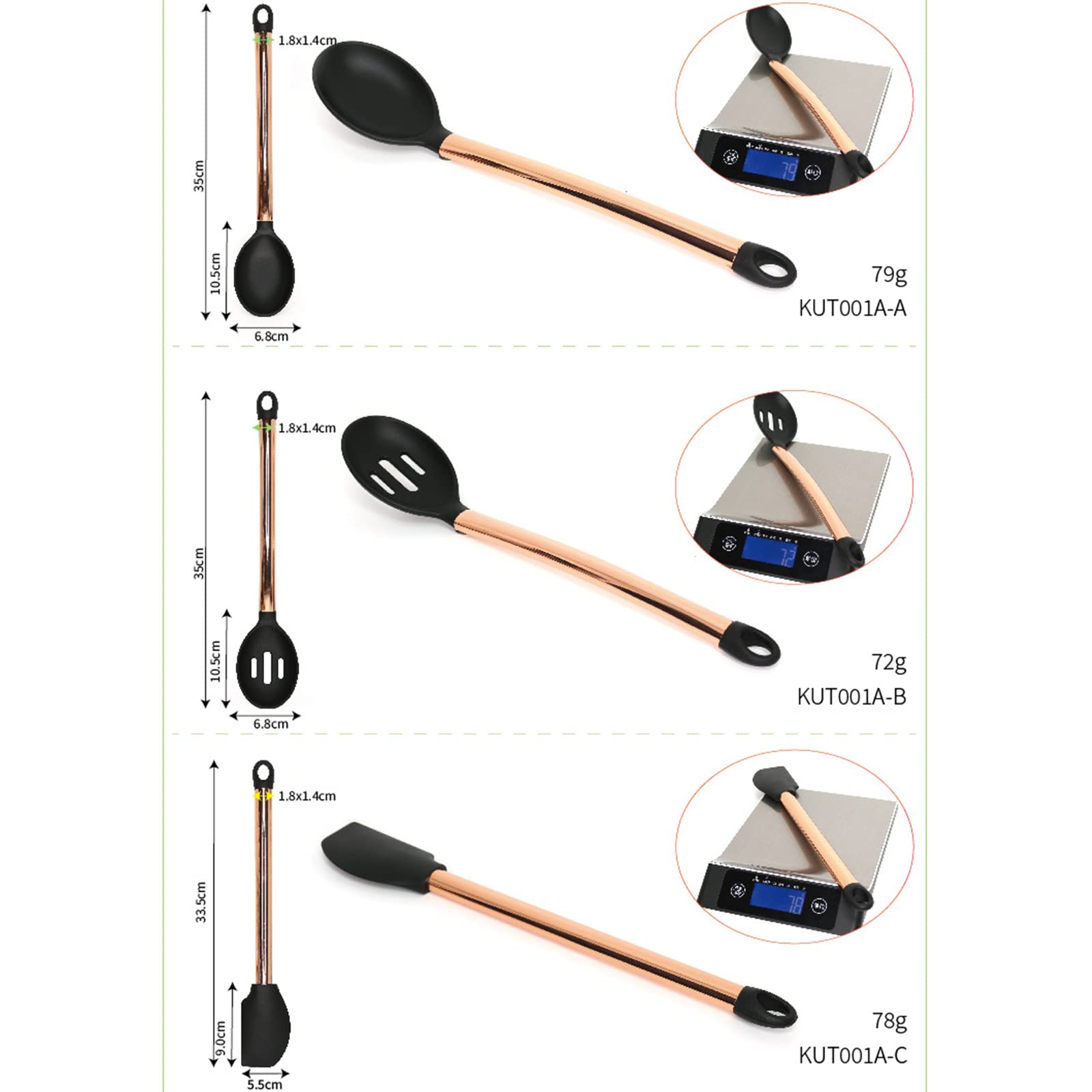 Kochutensilien-Set, Edelstahlgriff, Schlitzlöffel, Pfannenwender, Küchenhelfer, Besteck-Set