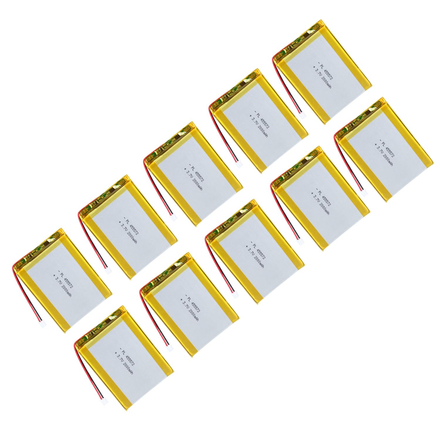 AKZYTUE 10X 3.7V 2000mAh 455572 Lipo Battery Rechargeable Lithium Polymer ion Battery Pack with JST Connector