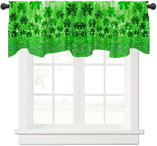 Miniatura 2 de DOTOOMA Cenefa de ventana del Día de San Patricio con purpurina de trébol de 54 x 18 pulgadas, diseño de diamante triturado, paja de la suerte,
