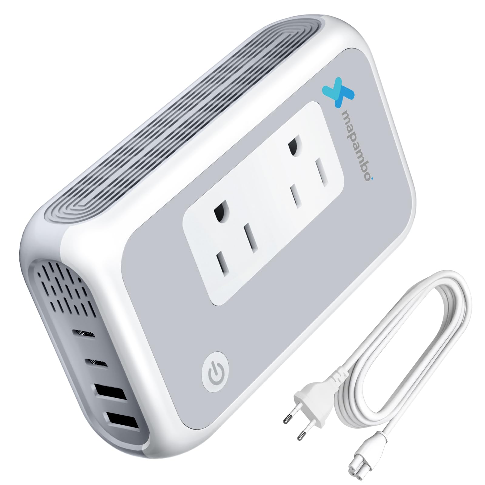 220V to 110V Converter, Mapambo 250W Voltage Conterver US to Europe, Step Down Converter for Curling Iron, Straightener-2 AC Sockets with 2 USB-A & 2