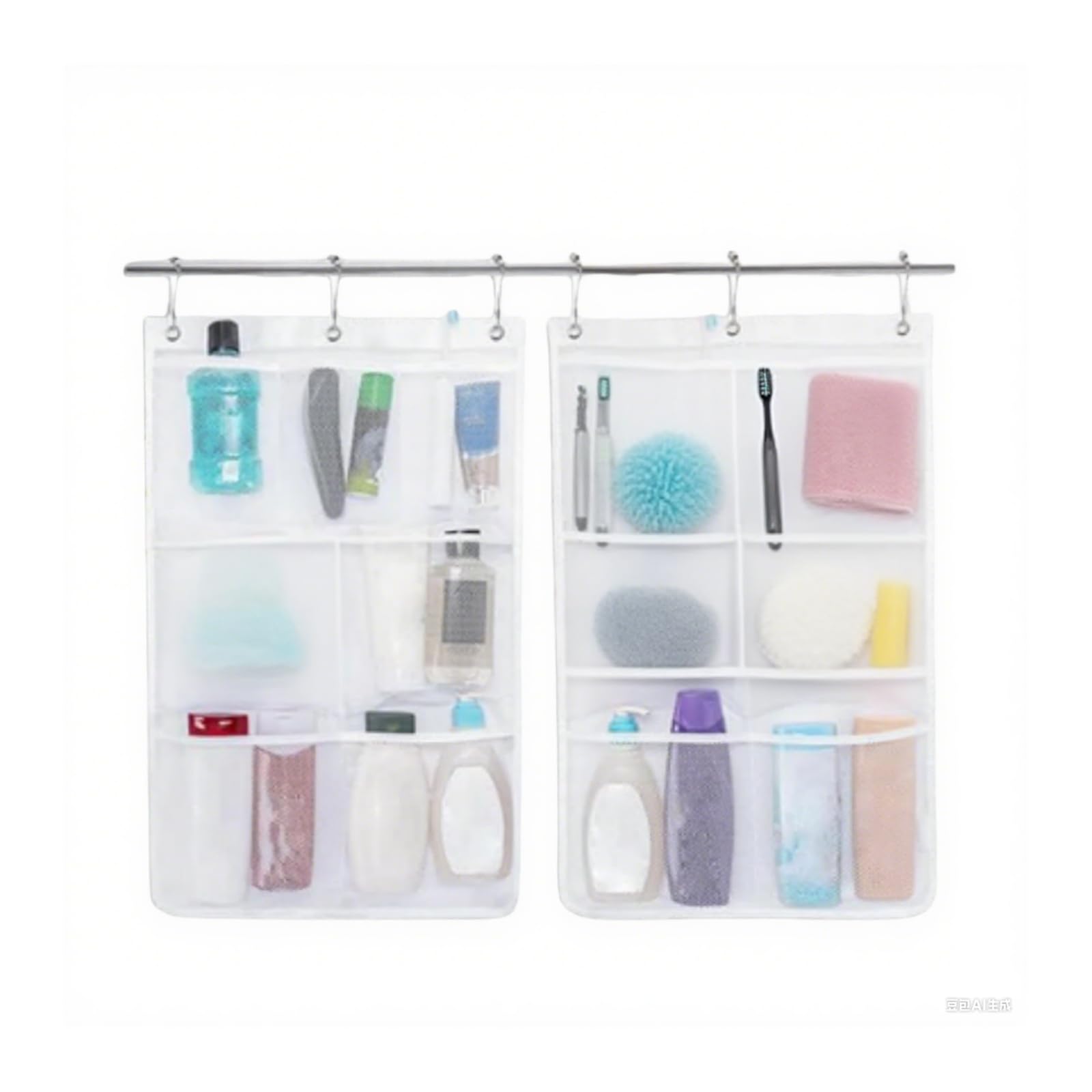 Mrxxjz Mesh Shower Caddy 2 Pack 7-Pocket Hanging Bath Organizer with Metal Loop - Portable Storage for Shampoo