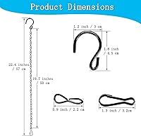 Vista 2 de Paquete de 12 cadenas colgantes con ganchos, colgadores de plantas de jardín de 19.7 pulgadas para jardineras, canastas, comederos de pájaros