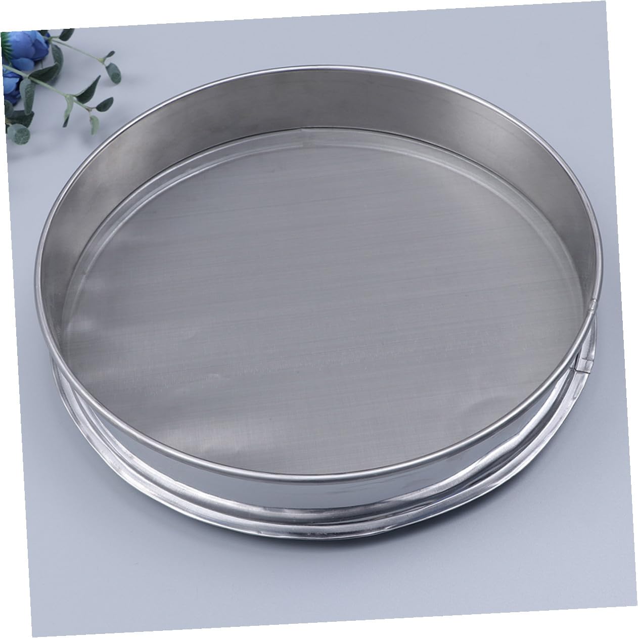 POPETPOP Tamis Ménager en Acier Inoxydable Argenté 35 Cm, Tamis à Mailles Fines Léger et Résistant Cuisine et Jardinage, pour Tamisage Précis