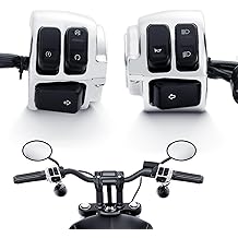 DREAMIZER 摩托车 1 英寸车把开关控制和线束与 Harley Softail Dyna Sportster V-Rod 1996-2012、Chrome(1 对）兼容