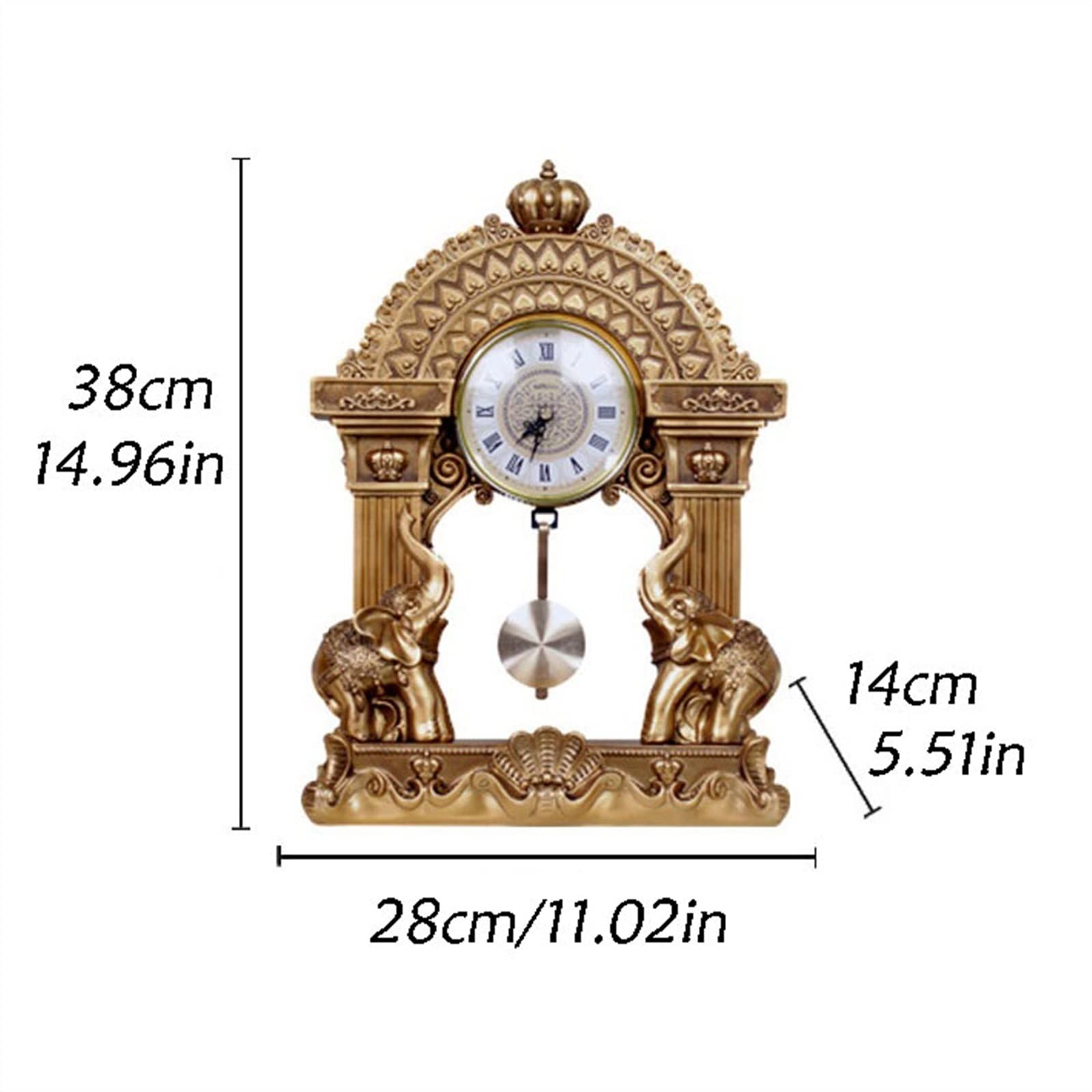 Décorative Style rétro européen Horloge de Bureau Salon cheminée décoration Horloge lumière Luxe Ornements Artisanat pour Bureau Chambre Table