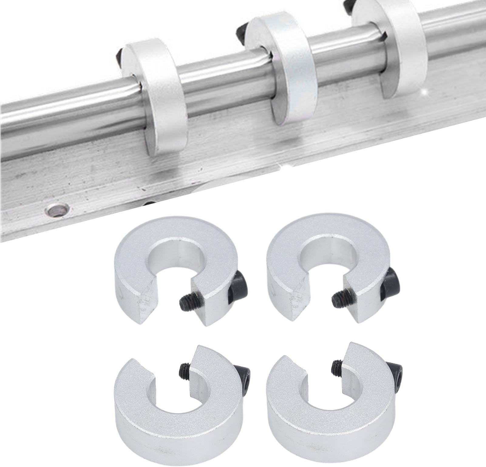 4pcs Shaft Collar Set, Linear Rail Stop Collar with M4 Screw, Adjustable Clamping, 35mm OD, 10mm Thickness, 16mm Hole Diameter, for Linear Rail SBR16