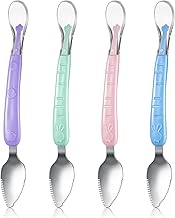 Lallisa 4 Pcs Double Head Baby Silicone Food Spoon Baby Fruit Scraping Mud Spoon Soft Feeding Food Scraper for Infants Fruit Feeding (Multicolor)
