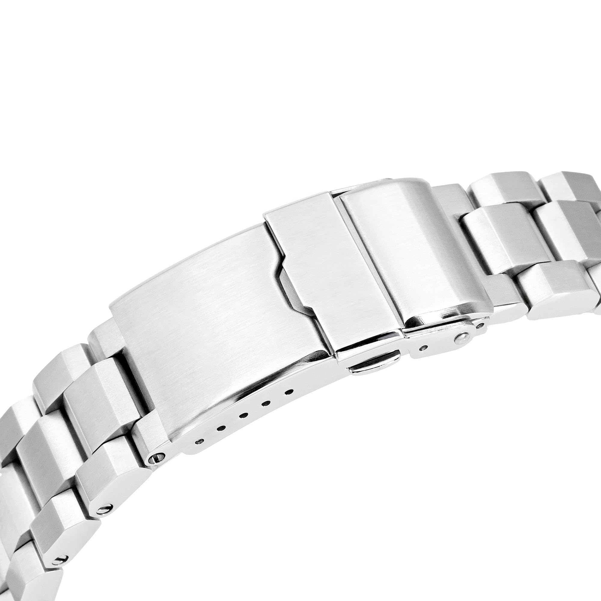 MiLTAT Bracelet de montre Hexad de 20 mm à extrémité droite, fermoir en acier inoxydable brossé 316L
