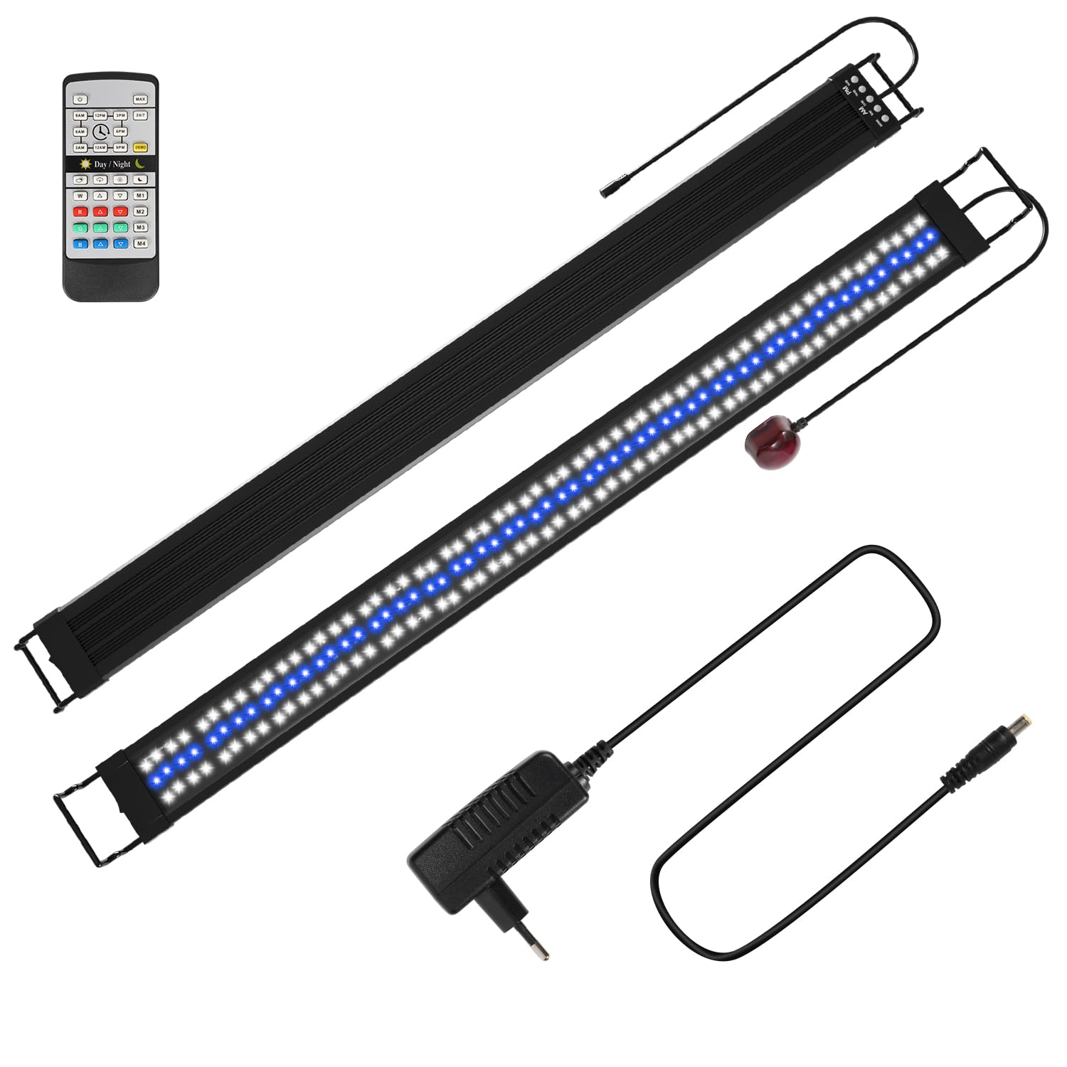 Yakimz LED Acuario de iluminación, iluminación del acuario 45W, 5 modos, 24/7 modo de luz del acuario, brillo ajustable de 10 pasos, para 120-150cm acuarios de agua dulce