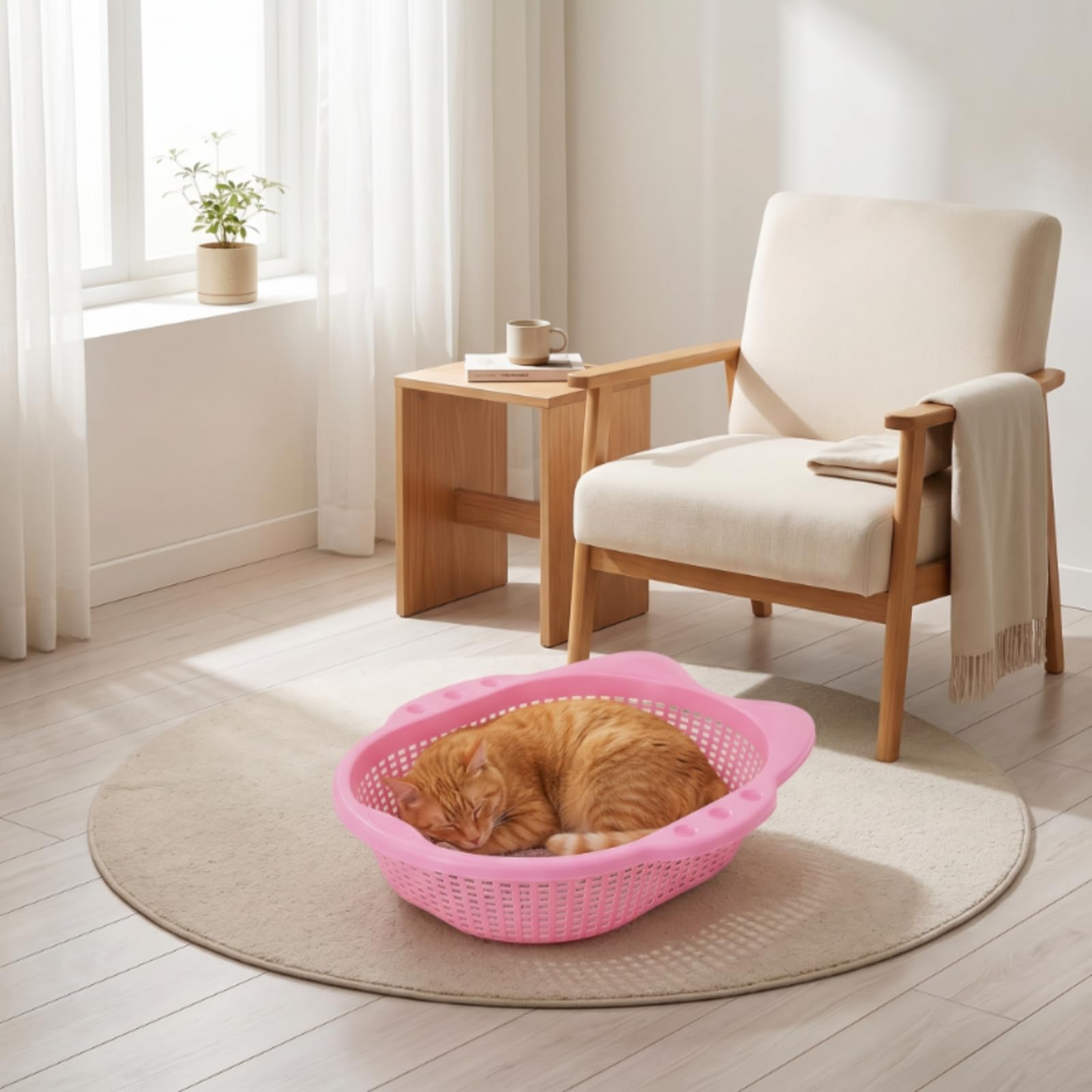 Panier Aéré Lavable pour Chats, Petits Chiens, Intérieur, Salon, Gris