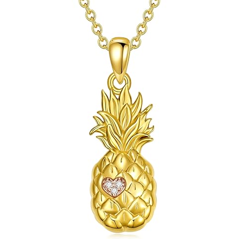 Diamond Pineapple Necklace for Women 925 Sterling Silver Pineapple Pendant Necklace...
