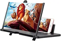 iKKEGOL Lupa de tela de 12 polegadas, ampliador de celular HD 3D, ampliador, ampliador, projetor para filmes, vídeos e jogos, suporte dobrável para todos os smartphones (preto)