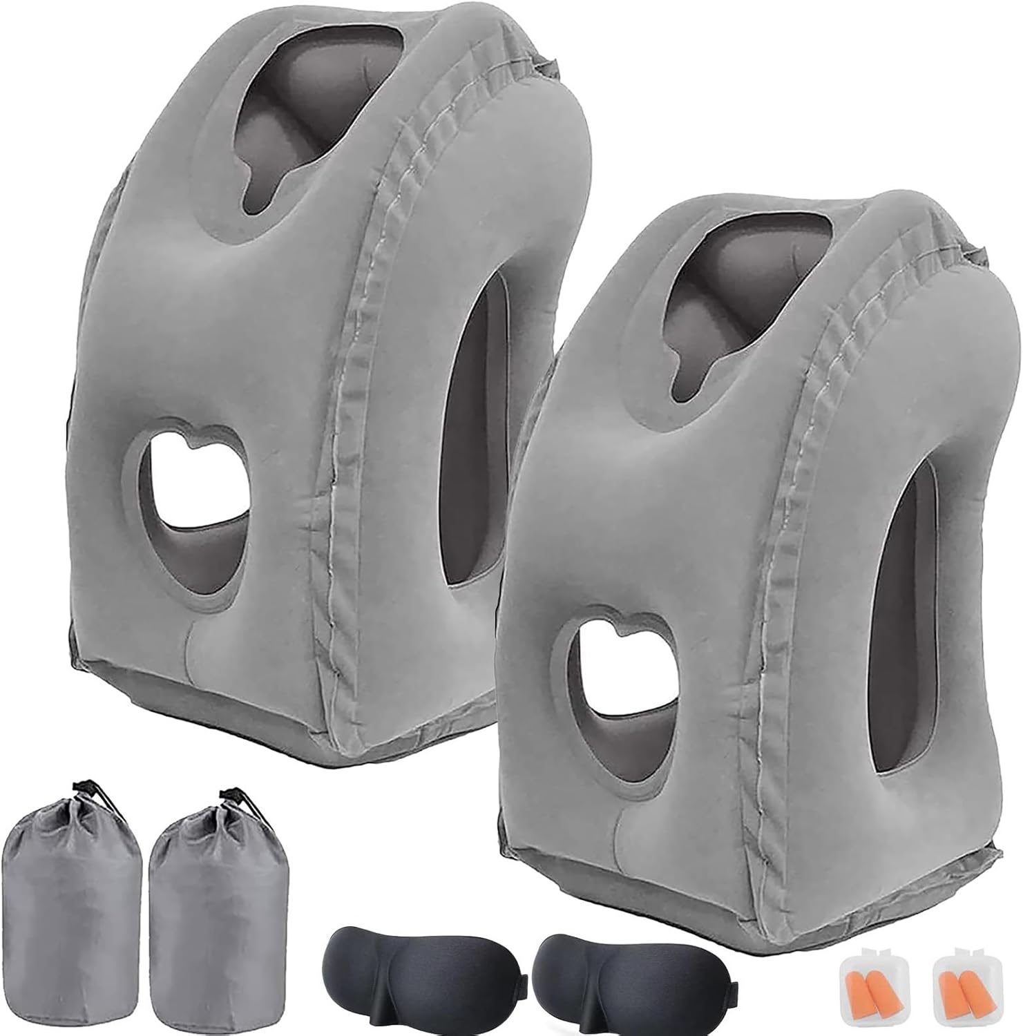 DAWNTREES 2 Pack Inflatable Travel Pillow for Airplane, Neck Air Pillow for Sleeping to Avoid Neck and Shoulder Pain, Comfortably Support Head, Used for Airplane, Car, Bus and Office…