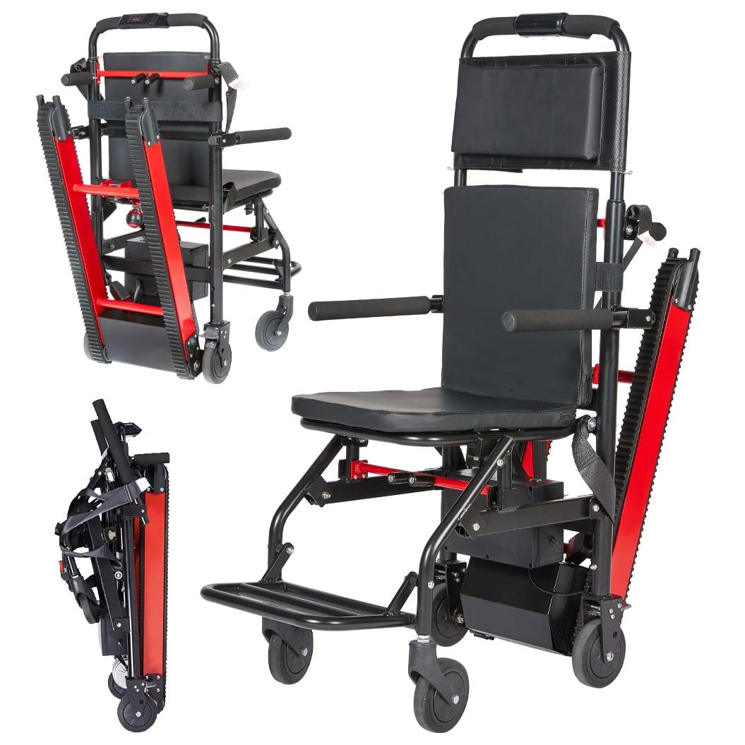 Carrello Scalatore Elettrico,Scalatore Elettrico Cingolato,Sedia A Rotelle per Salire Scale per Paziente Anziano,Carico Sicuro 165 Kg/373 Libbre A