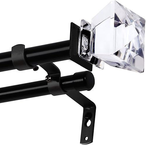 Miniatura 1 de H.VERSAILTEX Juego de barras de cortina dobles para ventanas, barras de cortina decorativas de 48 a 84 pulgadas, 34 pulgadas de diámetro, peltrez,