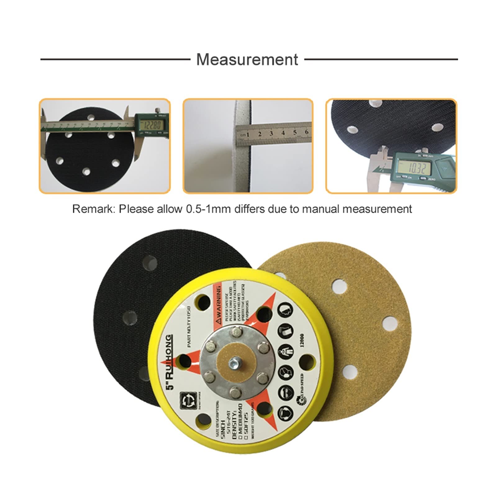 Almohadilla de Pulido Almohadilla de Interfaz de Alta Densidad 5"6-Agujero 125 mm amortiguación y protección Landing Pad Tool Power Tool Accessors-gook and Bucle