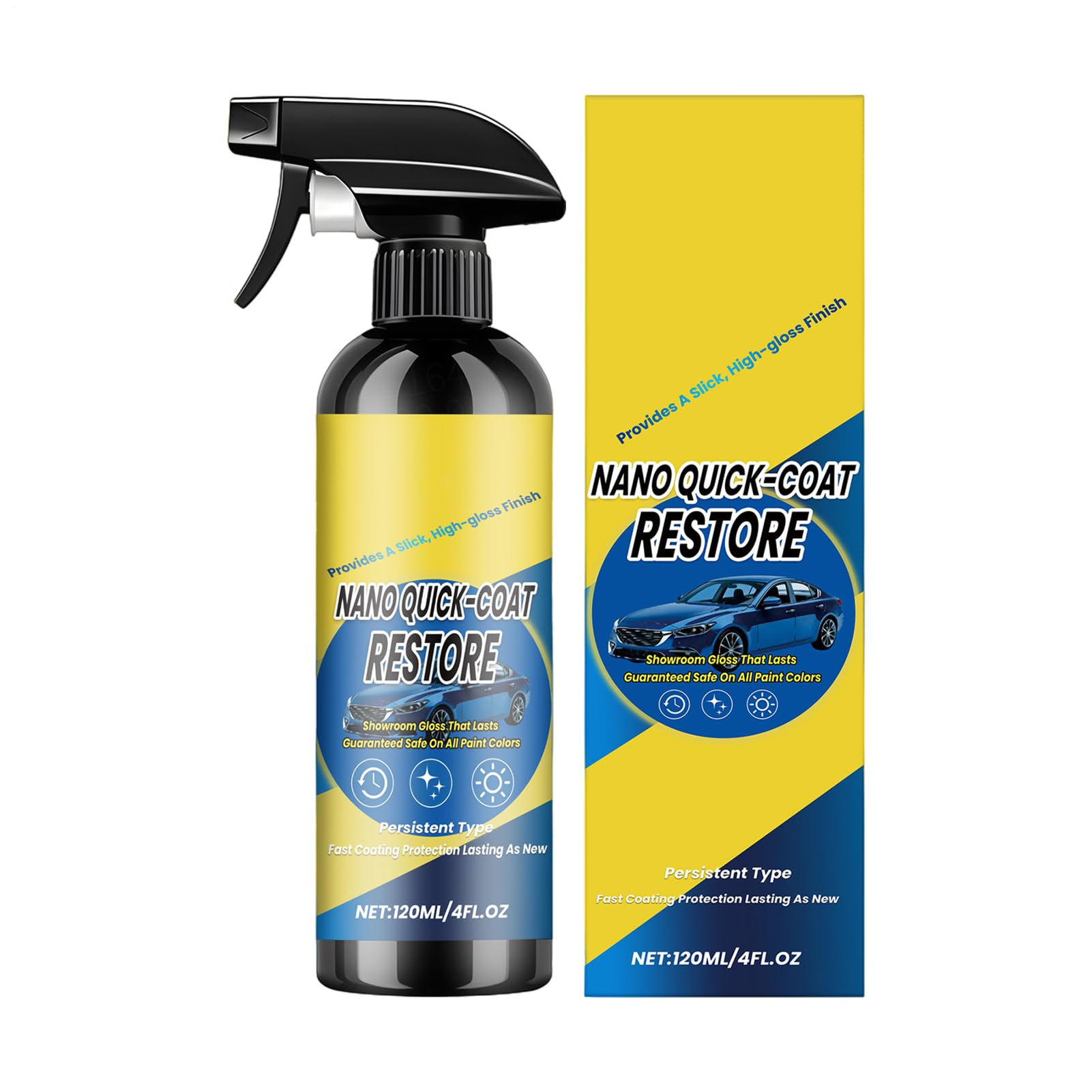 Ceramic Coating Spray | 120ml Long Lasting Quick Dry High Gloss Coating Agent, Ceramic Detail Spray - For Vehicle Exterior, Headlight, Tire, Trim, Marine, Motorcycle, Camper, Truck, Garage