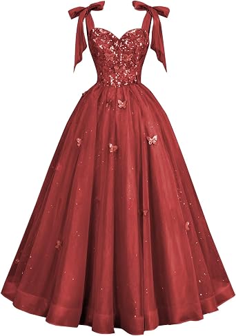 Glitter Tulle Prom Dresses for Teens 3D Butterfly Long Ball Gowns Sequin Princess Quinceanera Dresses with Bow