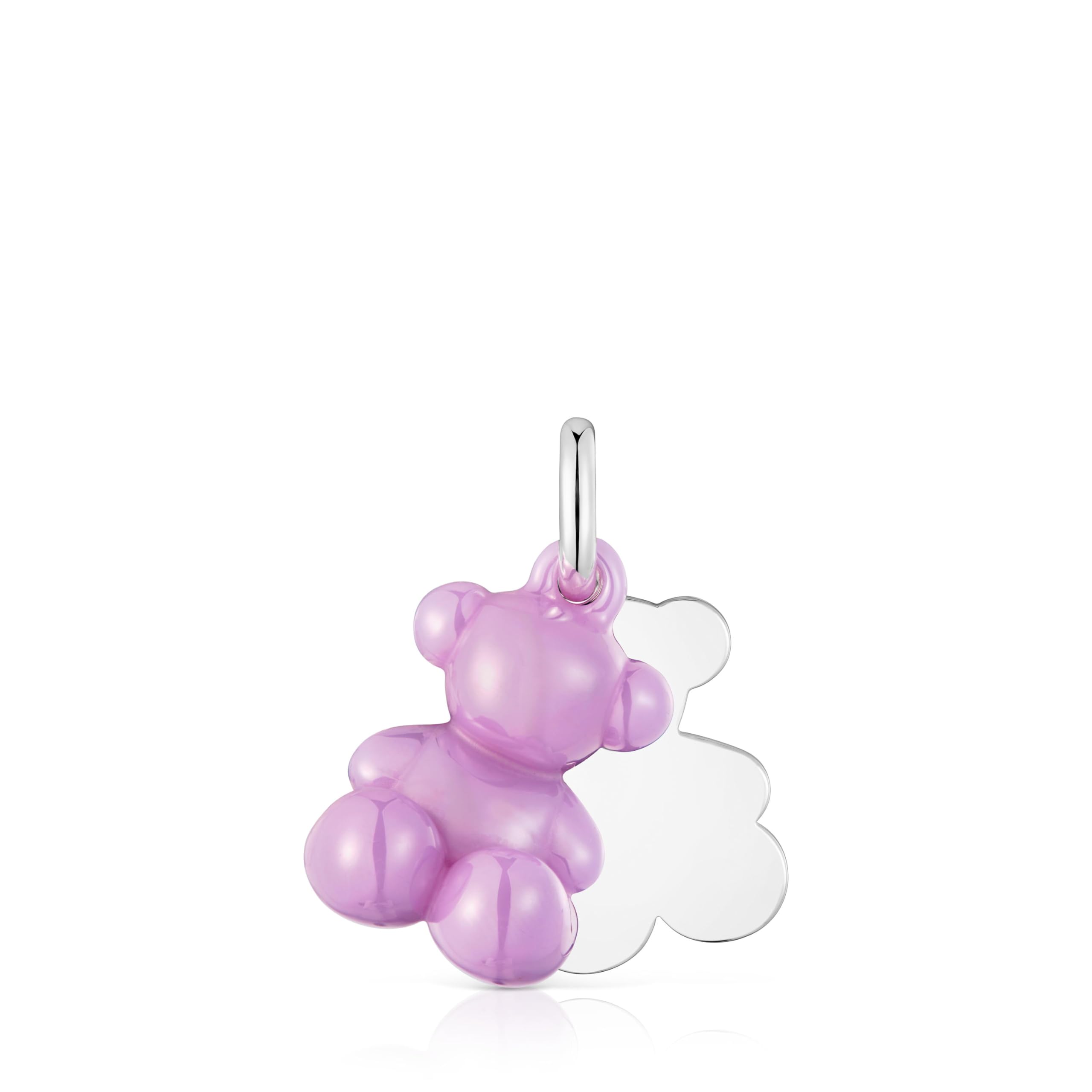 TOUS Colgante doble oso de plata y cerámica lila, Para Mujer, Colección Bold Bear