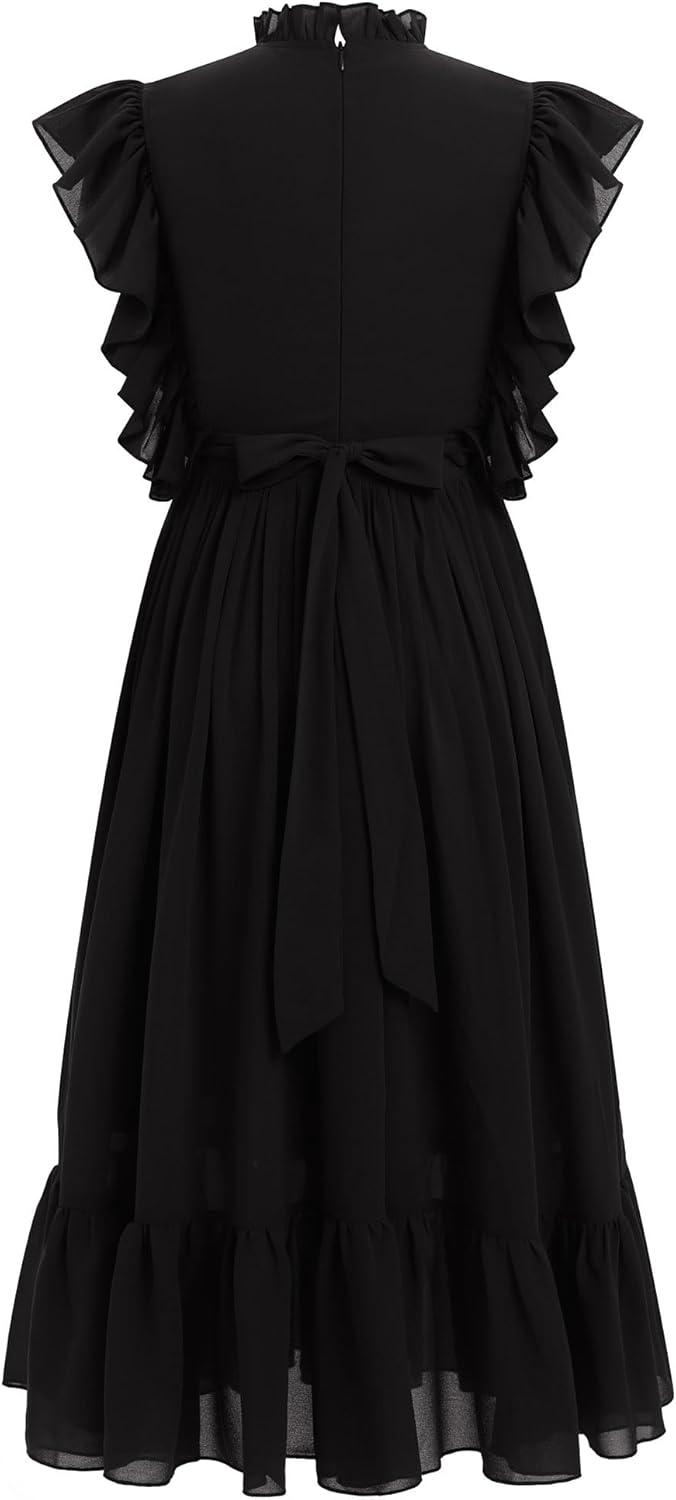 Women Mexican Embroidered Dress Traditional Casual Summer Floral Cinco De Mayo Fiesta Outfit Dance Party Midi Dresses - Image 2