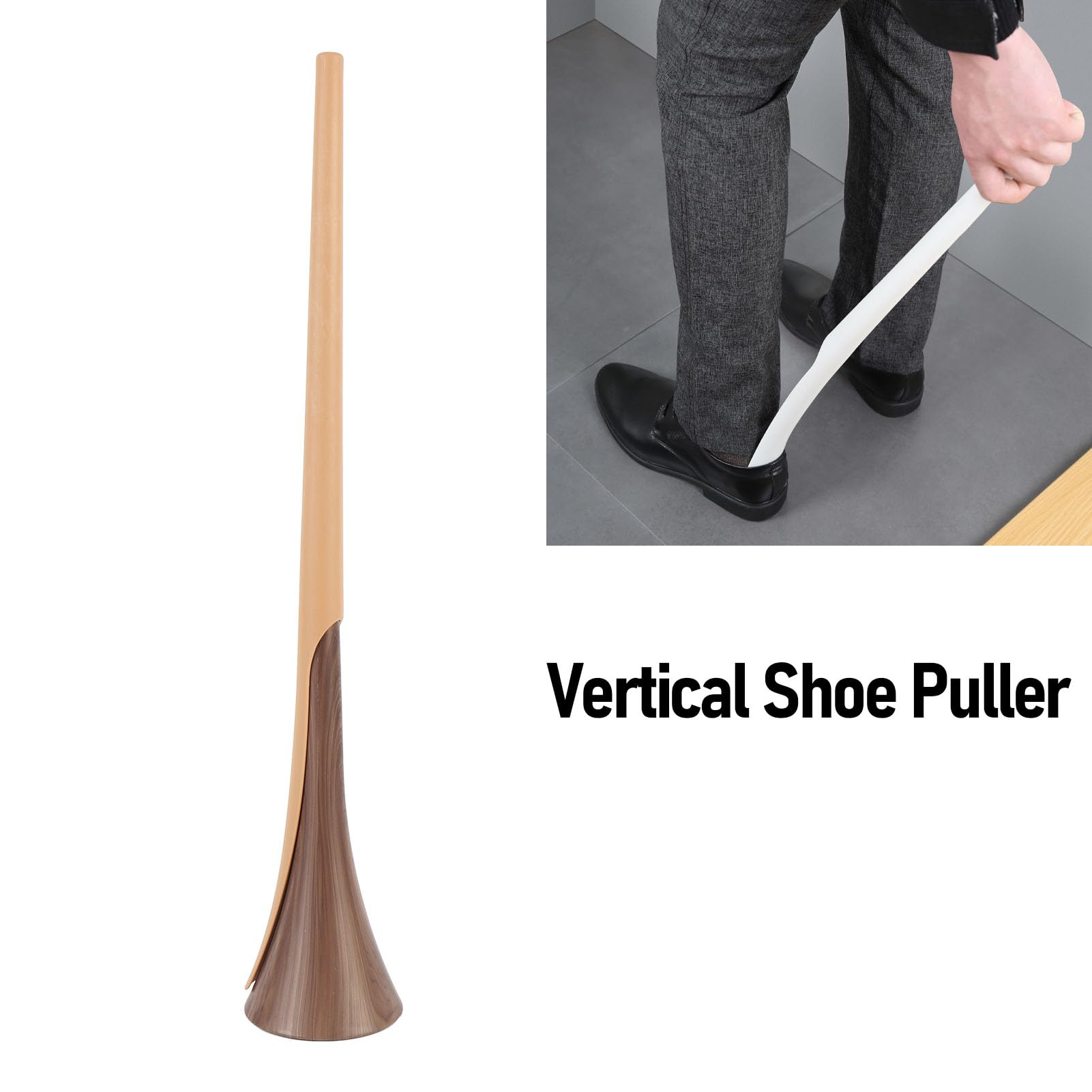 banapoy Calzador con Largo, Calzador Portátil con Extralargo, Extractor de Zapatos sin Curvatura, Ayudante con Base, para Personas Mayores y Mujeres Embarazadas (YELLOW)