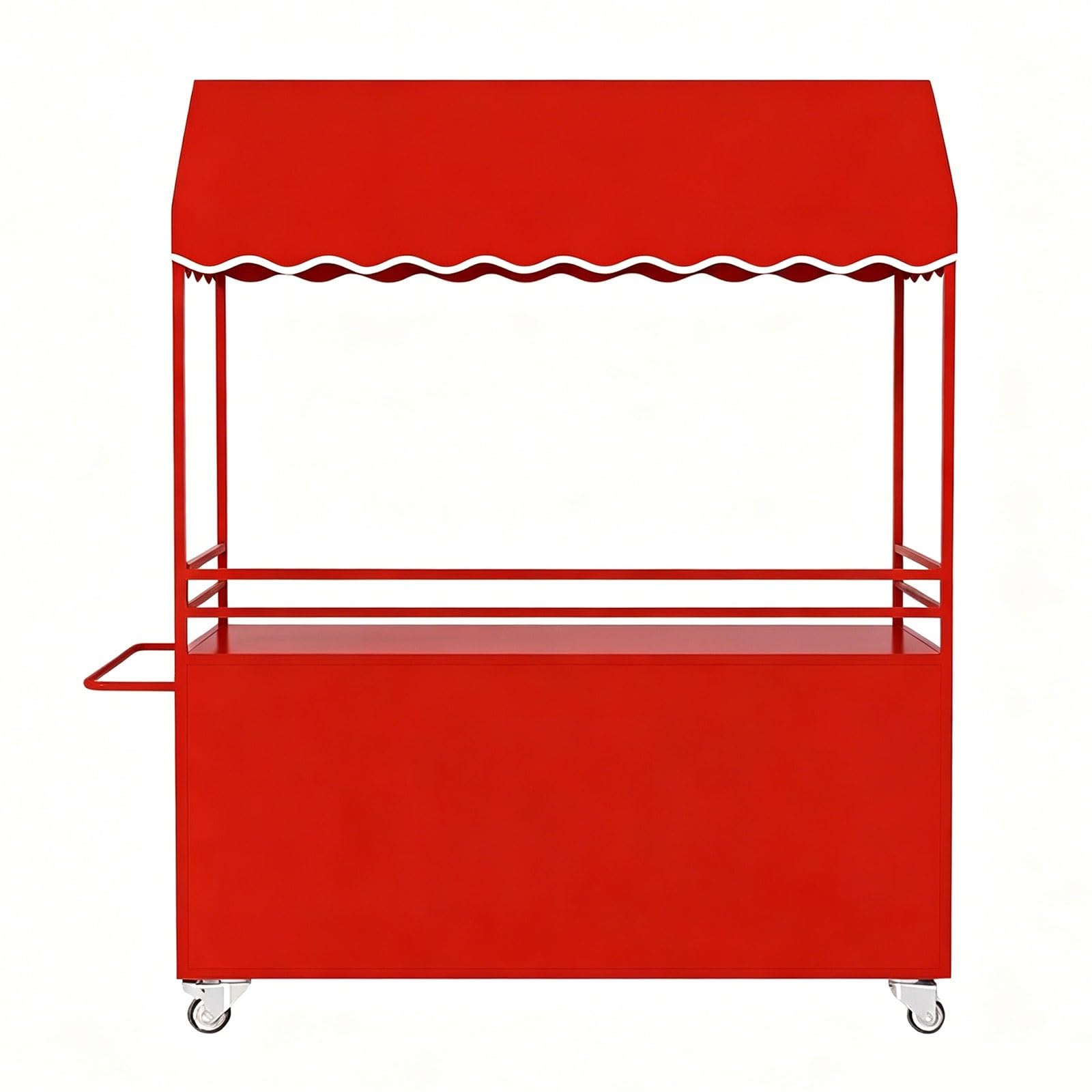 Portable Street Vendor Cart with Canopy, Farmers Market Stand, Vendor Cart for Market Display, Farm Stand with Storage(Red,140cm/55in)