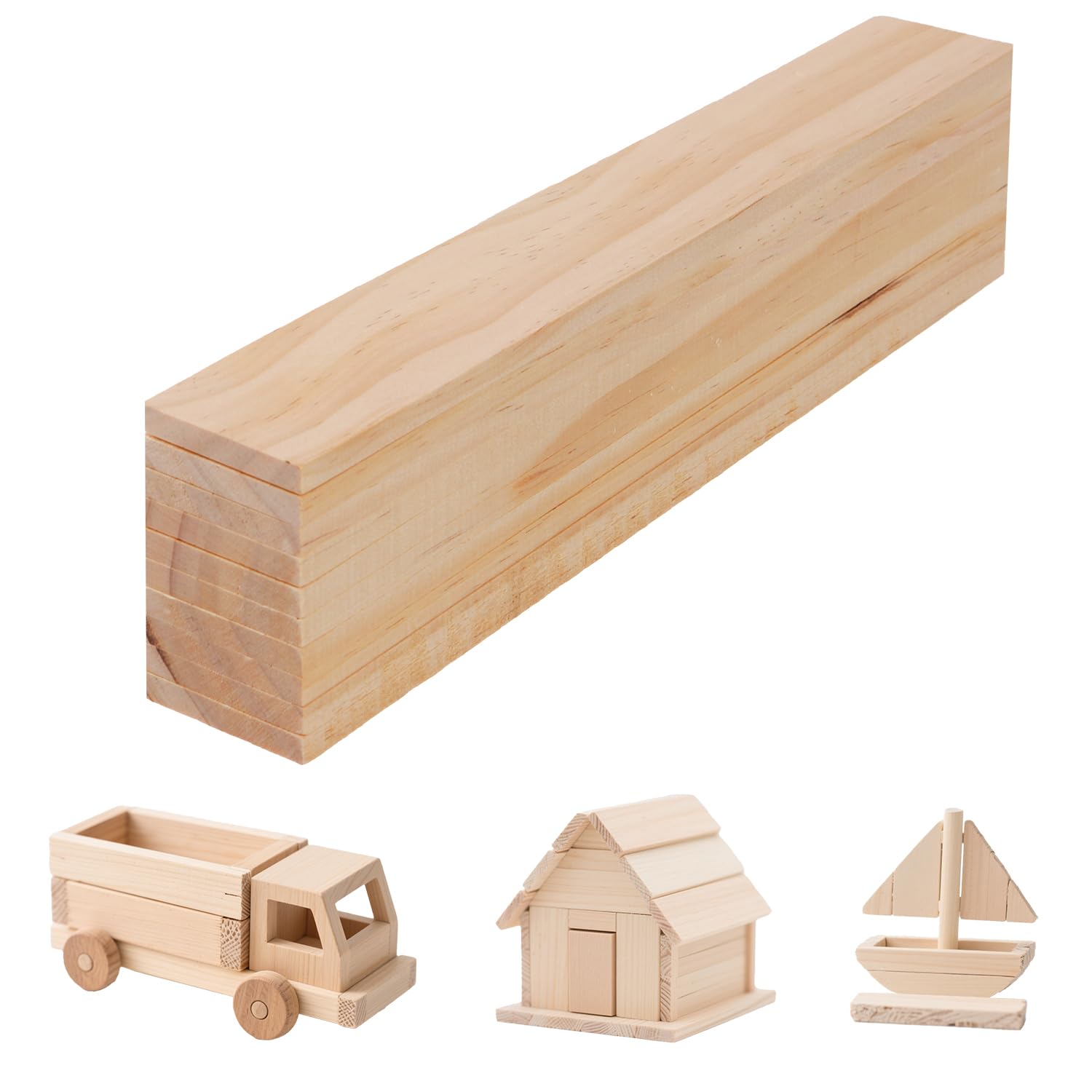 10 Pieces 30 cm Pine Wood Rectangle Board fit | Wood Carving Kit for Craft Painting, Modelling, Fretwork, and Home Decor Engraving-image-43