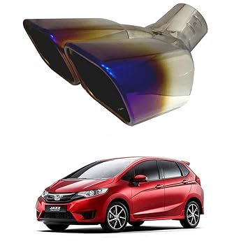 Oshotto Stainless Steel SS-017 Dual Pipe Car Exhaust Muffler Silencer Cover Compatible with Honda Jazz (Multicolor)