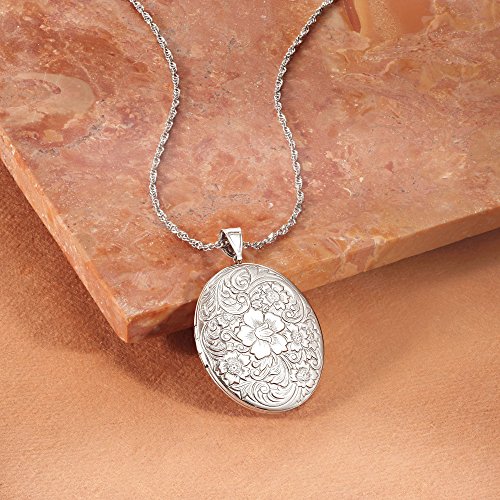 Ross-Simons Plain - Sterling Silver Floral Locket Necklace #TOP7