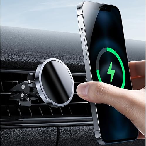 Stellar Goods Cargador magnético para coche – Cargador de montaje para coche con carga rápida de 15 W, clip antivibración, rotación de 360° –