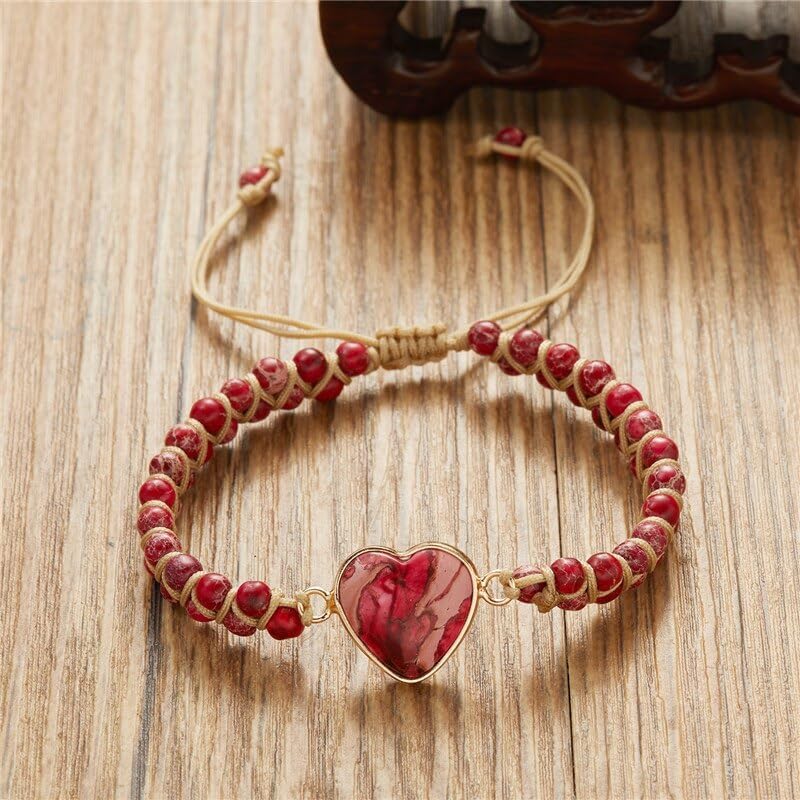 Seven-Chakra Healing Natural Red Heart Gemstone Bracelet - Meditation Energy Spiritual Protection - Mental Health Balance 1-Strands Leather Wrap 1 Piece of Handmade with Premium Gift Box - Image 9