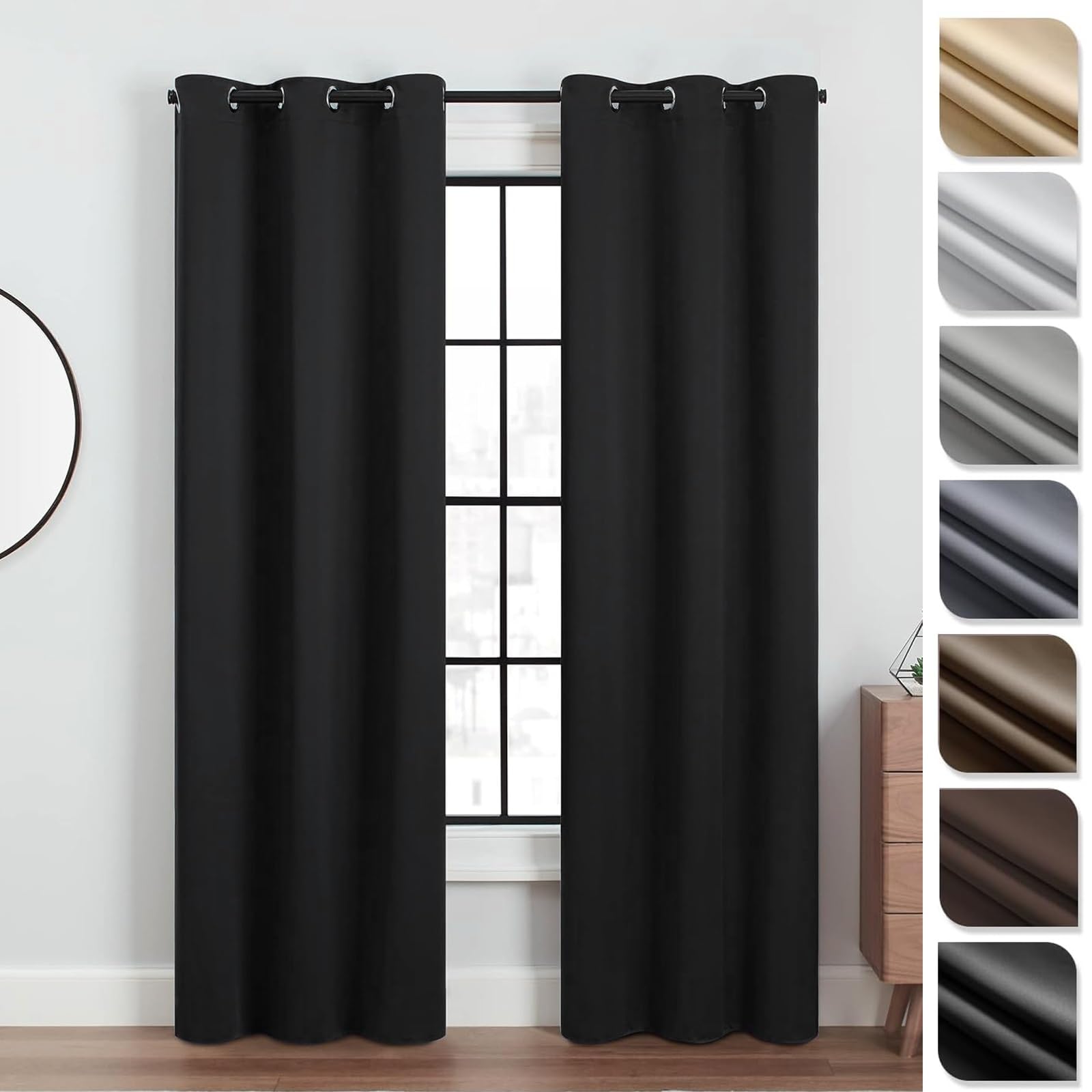 Rideaux occultant isolant thermique noir pour obscurcir une chambre ou cuisine