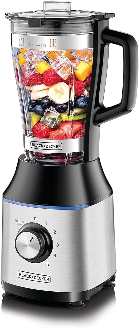 Black & Decker 700W High Speed Premium Blender with Glass Jar Black/Silver BX650G-B5 2 Years Warranty