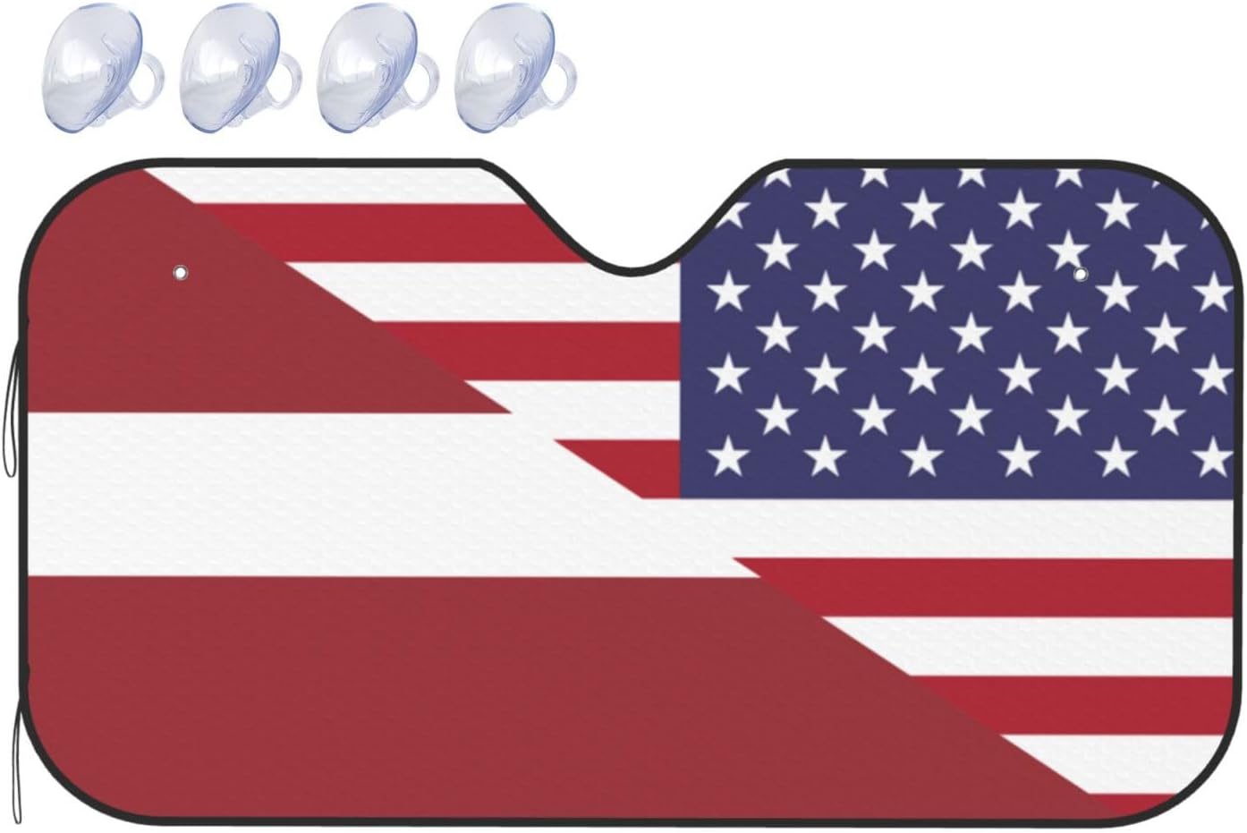 America Latvia Friendship Flag Foldable Car Windshield Sunshade Blocks Heat and Sun Glare Uv Rays