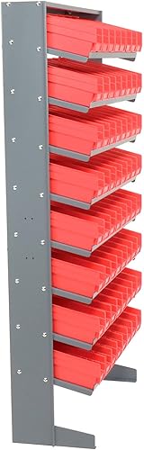 Miniatura 2 de Global Industrial Estante de piso, 8 estantes con (64) contenedores rojos de 4 pulgadas de ancho, 33x12x61
