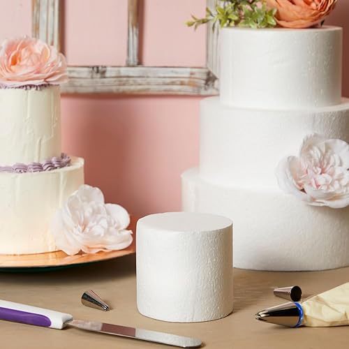 Miniatura 3 de Bright Creations Juego de chupete de espuma para tartas – 4 niveles de 4, 6, 8 y 10 pulgadas, rondas de espuma blanca – exhibición ligera y