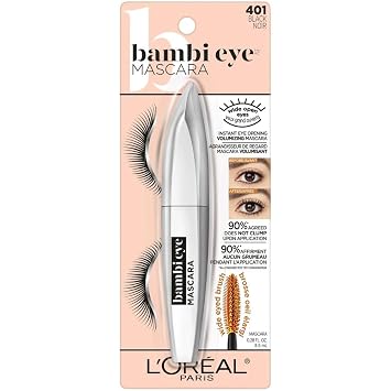 LOreal Paris Cosmetics Bambi Eye Washable Mascara, Lasting Volume, Black, 0.28 fl. oz.