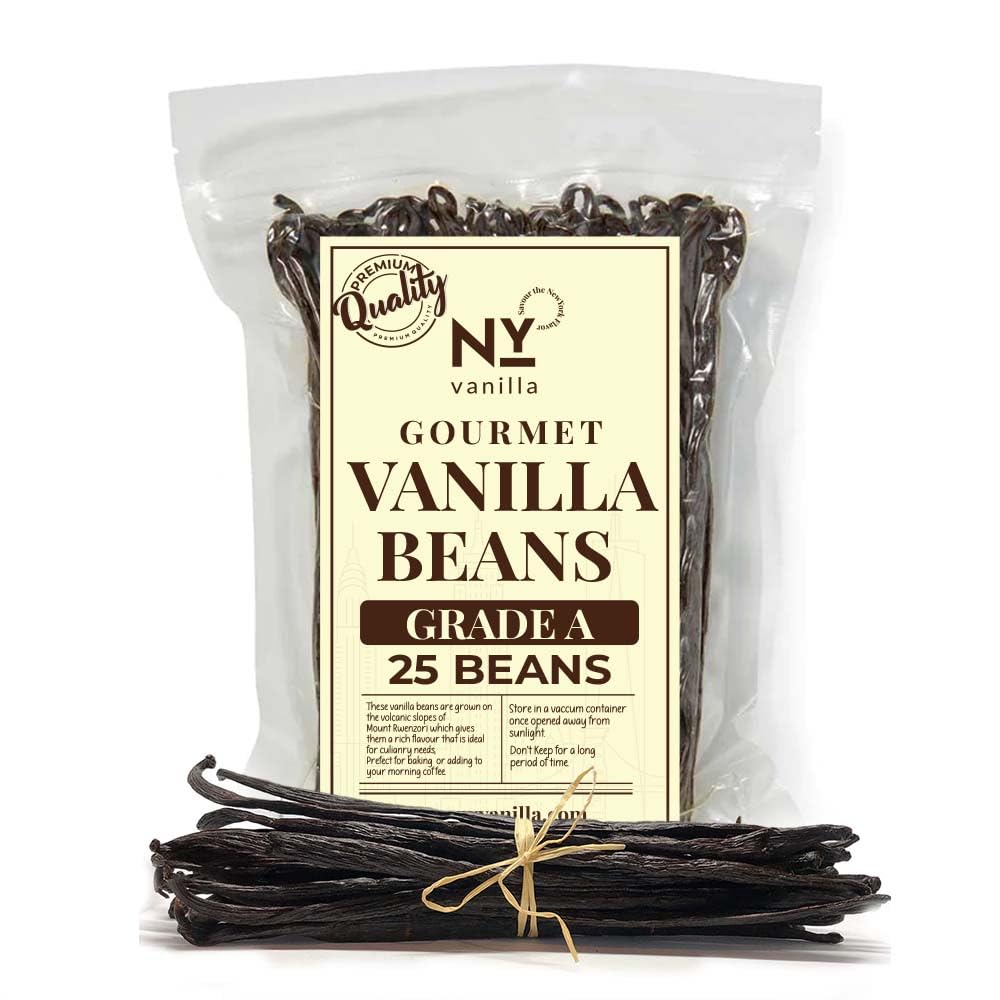 25 Whole Vanilla Beans, Grade A ++ Pods, Premium Vanilla Bean for Making Extract & Baking | ~6-8 inches |NON GMO. by NYVanilla