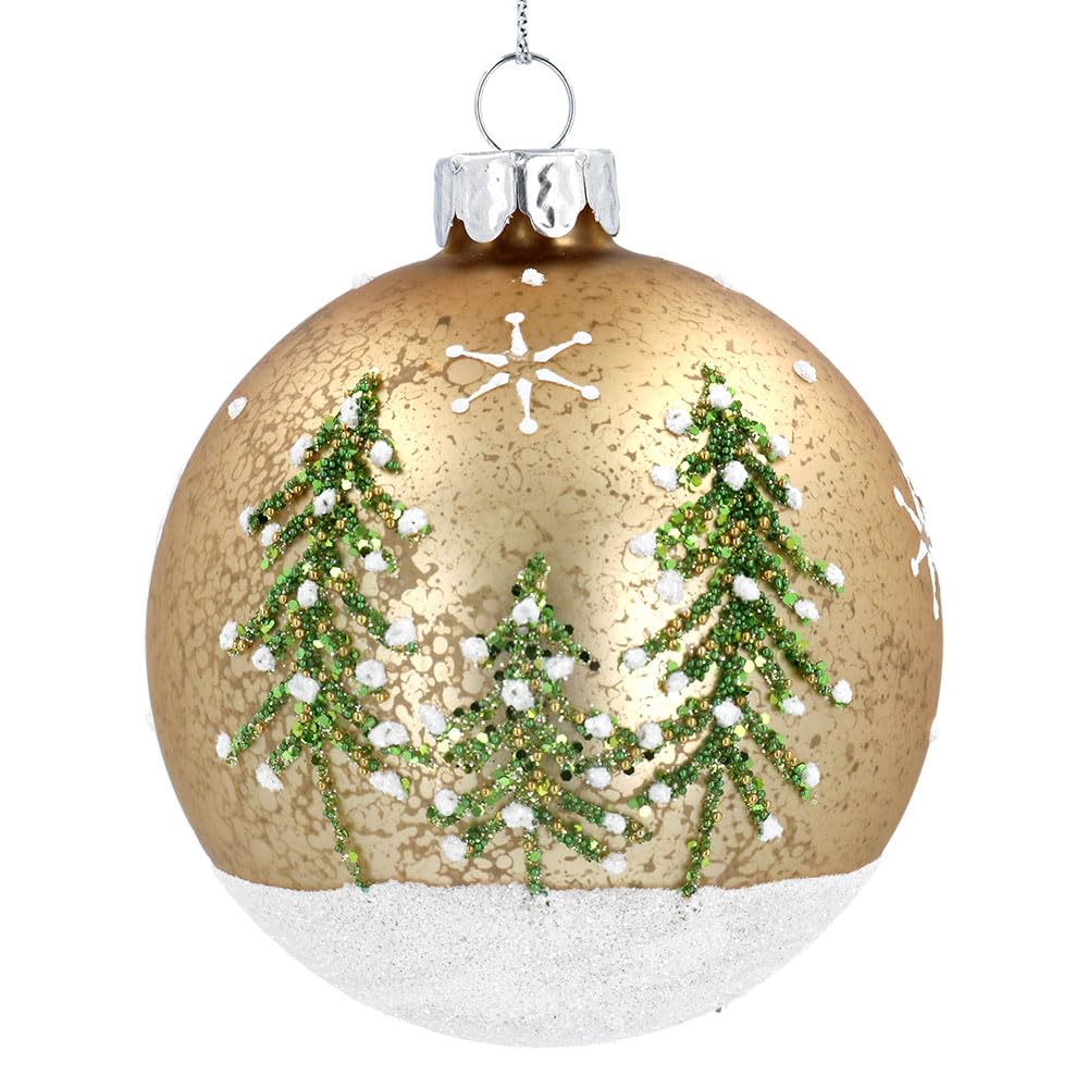 Gisela GrahamMottled Gold Bauble with Glitter Trees