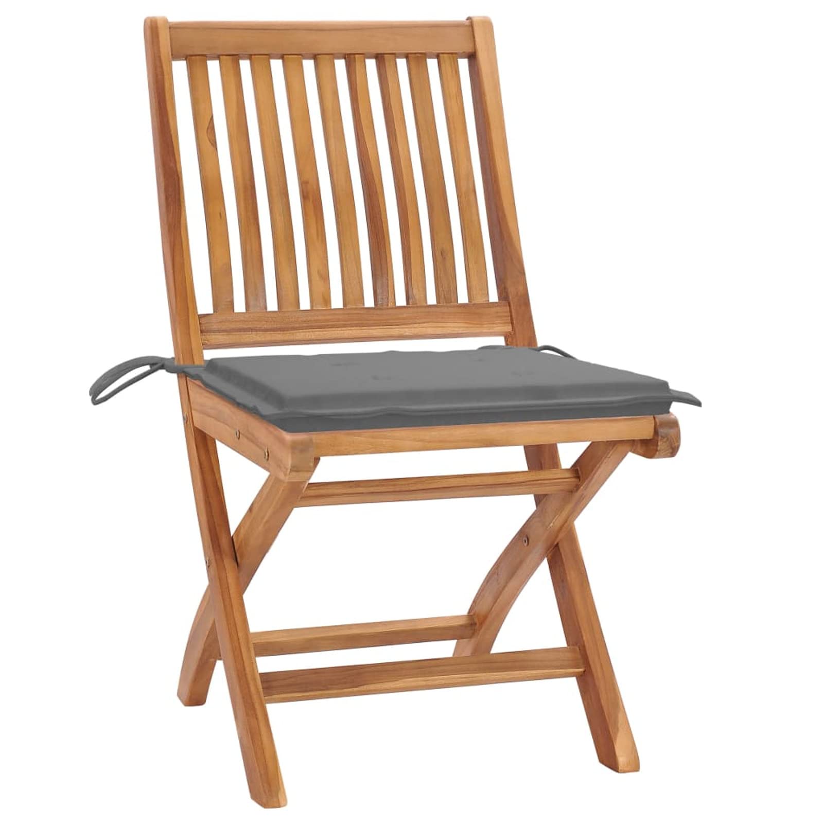 Mobili Sedie da Giardino 2Pezzi con Cuscini Grigi in Massello di Teak, Sedie Pranzo per Giardino, Arredo Seggiole Giardino Arredi da Esterni Patio Terrazzo Arredamento Decor Casa