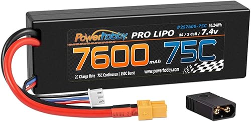 Miniatura 8 de Powerhobby 2S 7.4v 7600mah 75c Lipo Batería con enchufe XT60 + adaptador compatible con Slash 4x4 4WD 2WD Stampede Rustler E-Revo E-Maxx Spartan M41