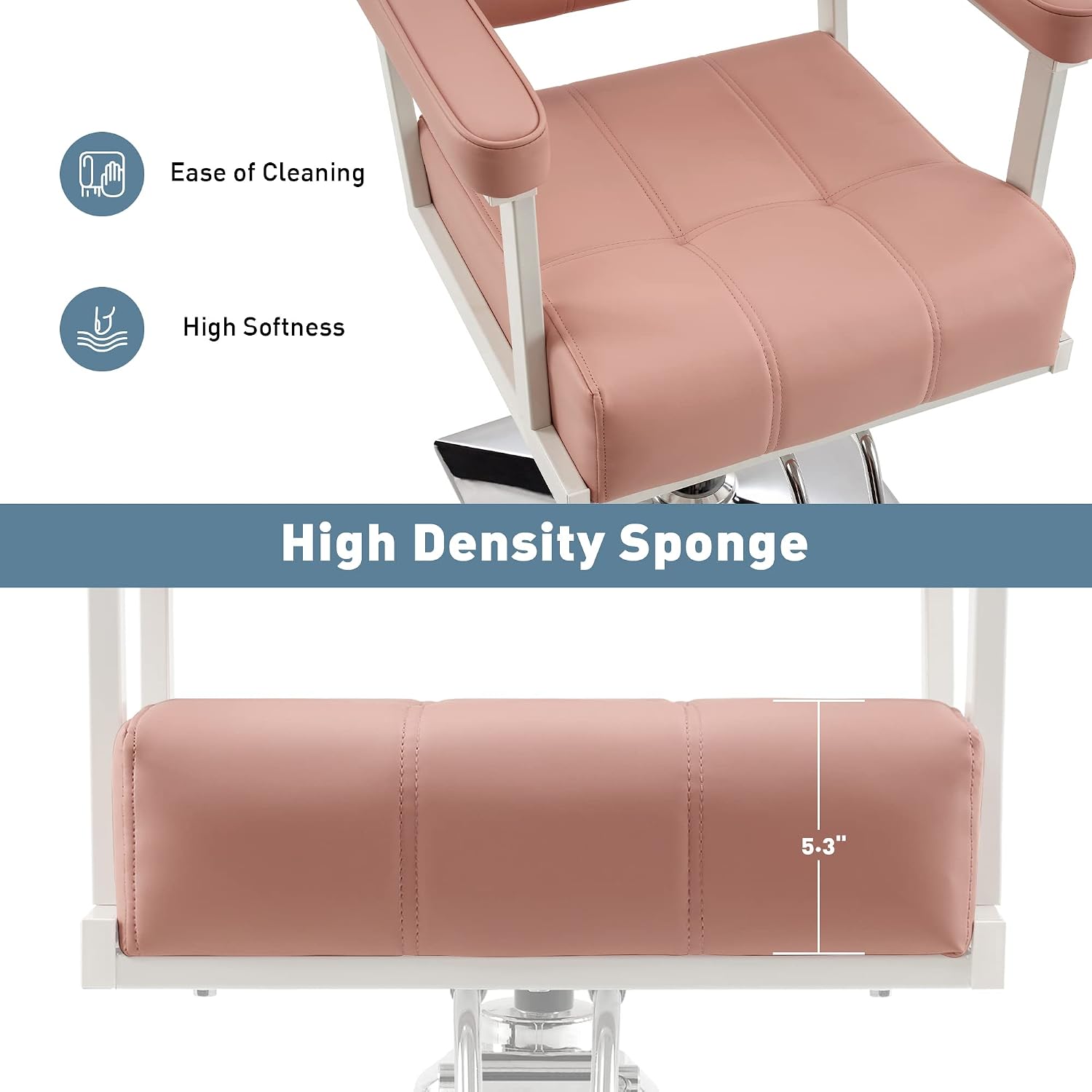 BarberPub Classic Styling Salon Chair for Hair Stylist Hydraulic Pump Swivel Barber Chair, Beauty Shampoo Salon Spa Equipment 8816 (Pink)
