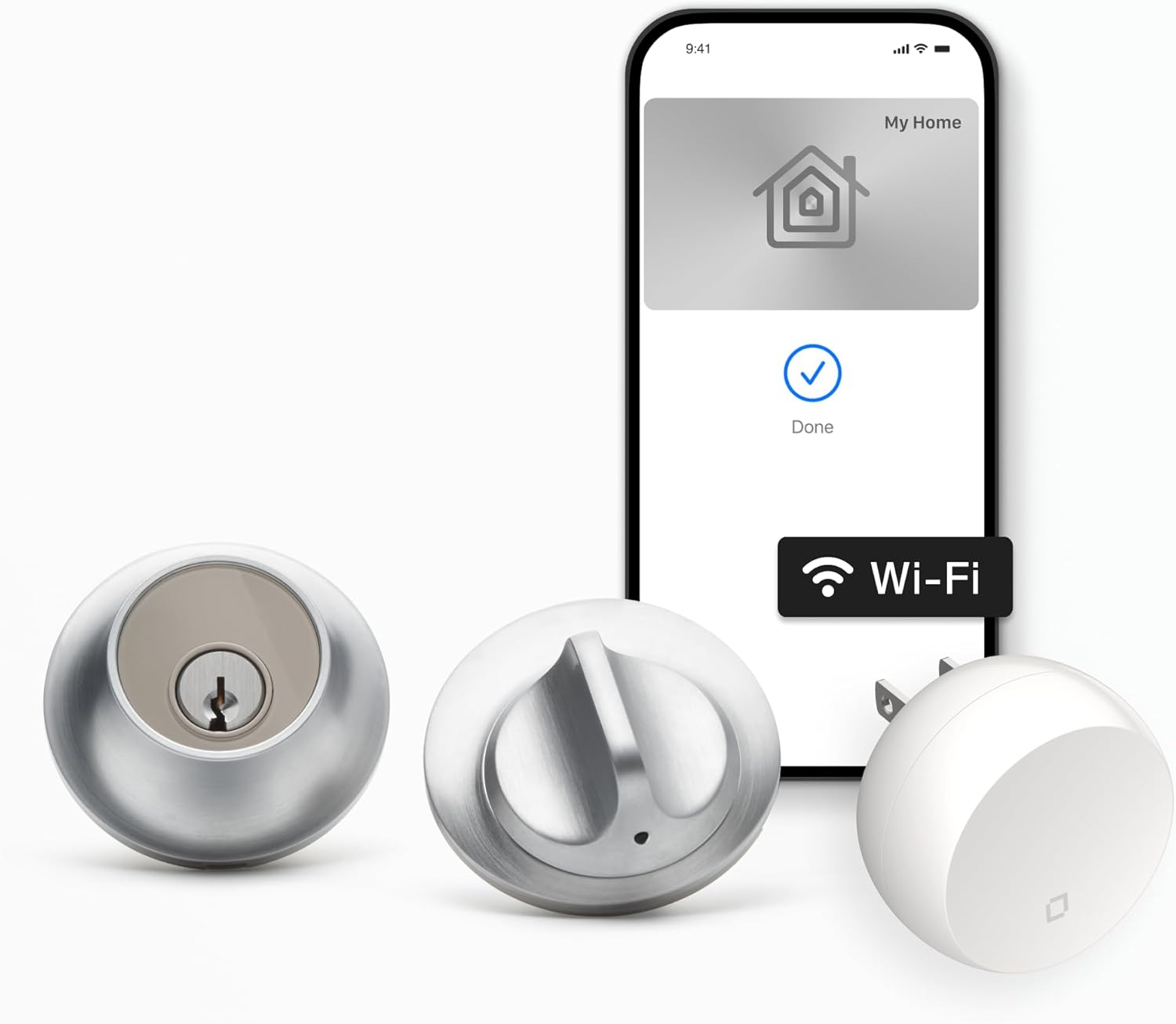 Product image of Level Lock+ (Wi-Fi) Smart Lock - World's Smallest Smart Lock Plus Apple Home Keys - Lock/Unlock from Anywhere - Level App for iOS & Android - Works with Apple Home, Alexa, Google Home (Satin Chrome)