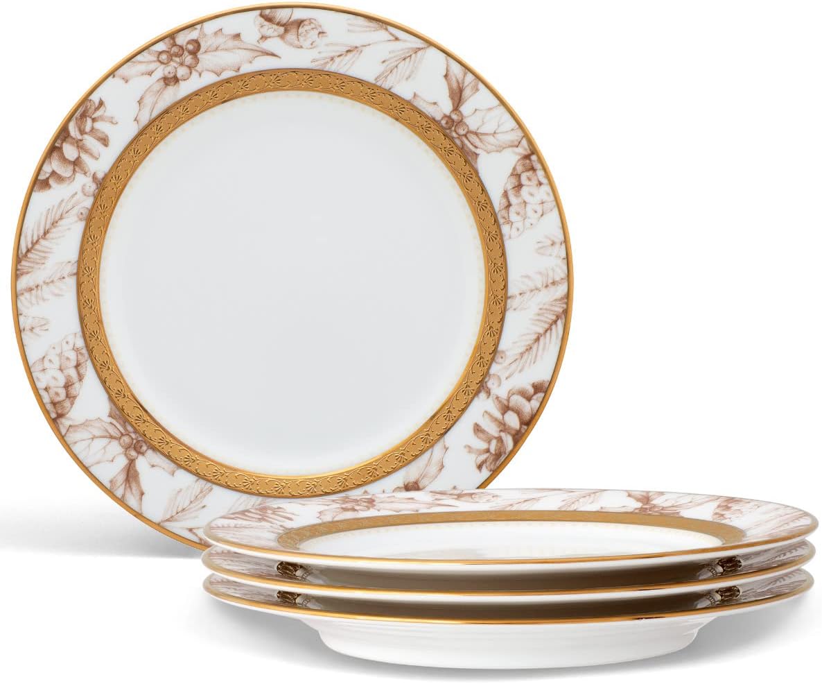 Noritake Charlotta Gold Set of 4 Holiday Harvest Appetizer Plates, 6-1/4"