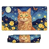 マウスパッド 大型 ゲーミング 星空の猫 マウスマット デスクマット 特大 おおきい キーボードパッド ゴム底 防水手入れ簡単 快適操作性 滑り止め 耐久性 良い おしゃれ かわいい サイバーカフェ オフィス最適 適度な表面摩擦 女性へのプレゼント 70 x 30cm s-856