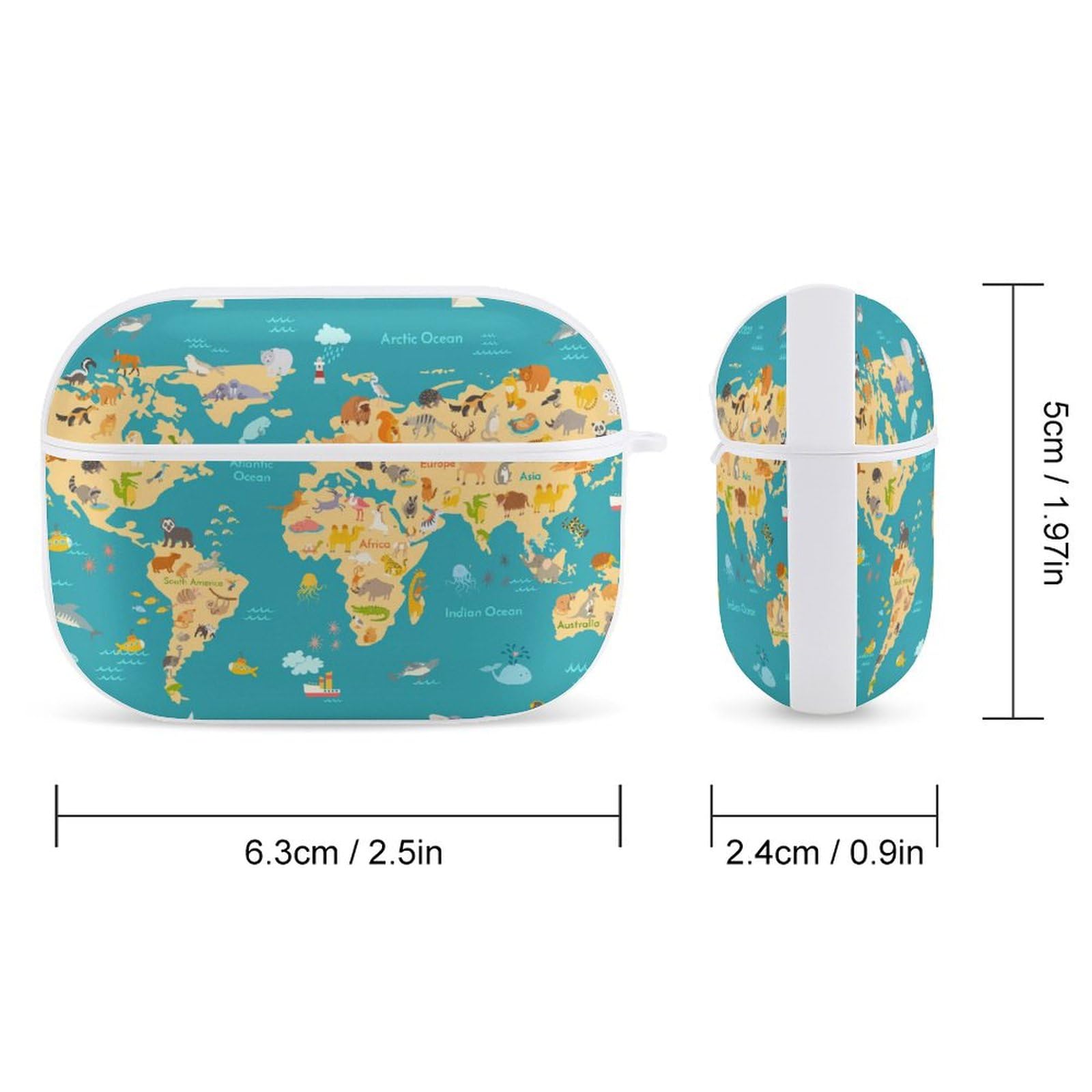 Amazon | 動物の世界地図 AirPods Pro2 ケース 2022年9月発売 シロ