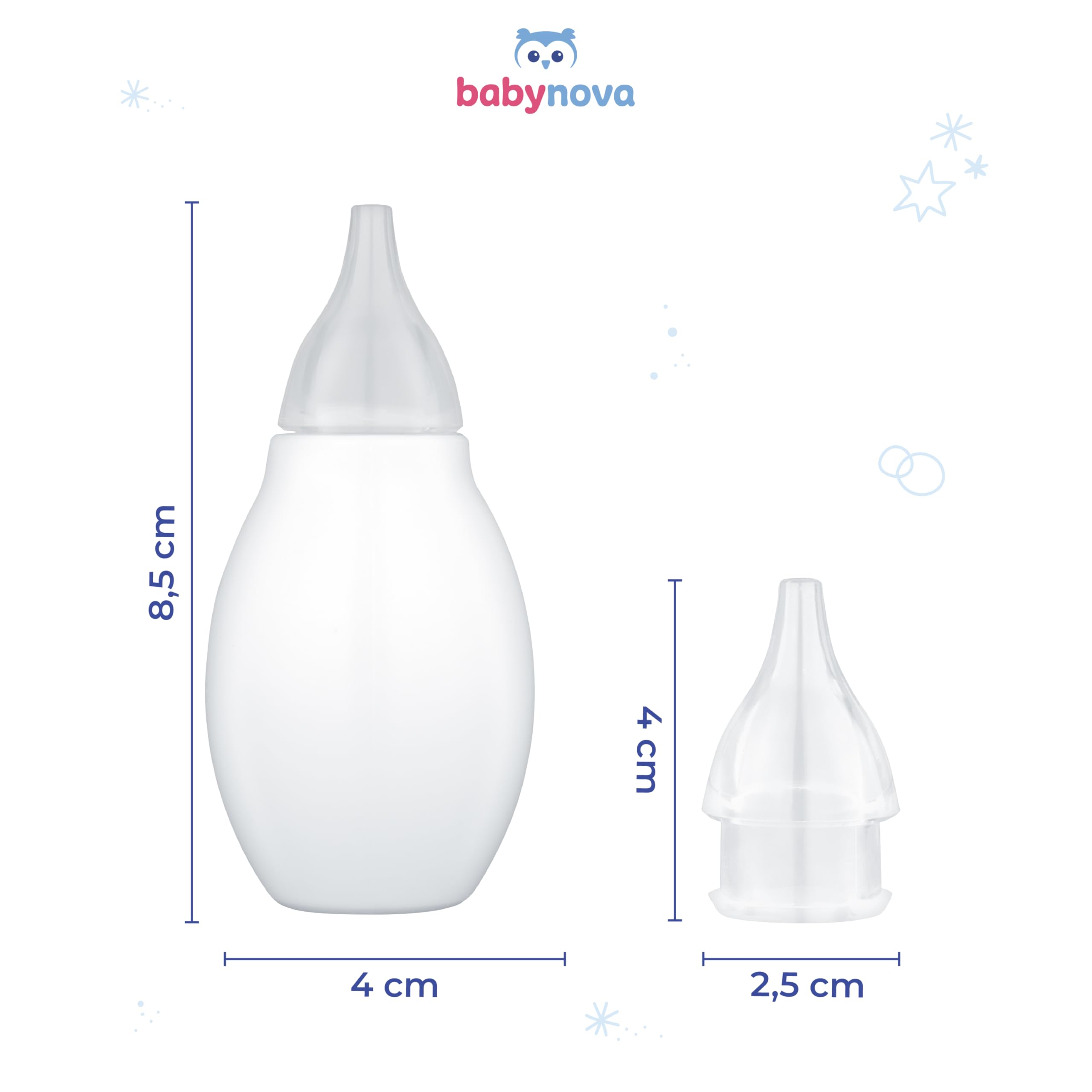 babynova Aspirateur Nasal avec Deux Embouts pour Bébés et Tout-Petits – Pour un Retrait Doux du Mucus Nasal – Sans BPA
